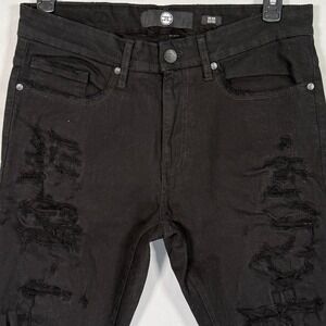 Jordan Craig Sean Black Distressed Slim Fit Jeans JS3601A Mens 32x32 (Fits 34)